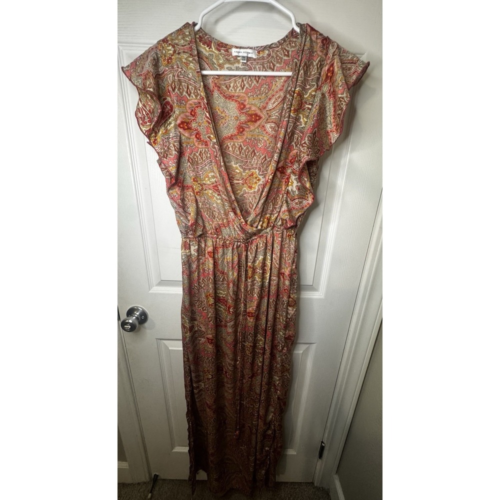 Karma Highway Boho Maxi Dress Paisley Print Flowy V Neck Festival One Size